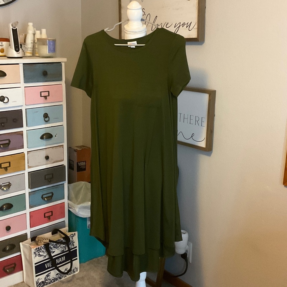 LuLaRoe High Low Dress in Forest Green